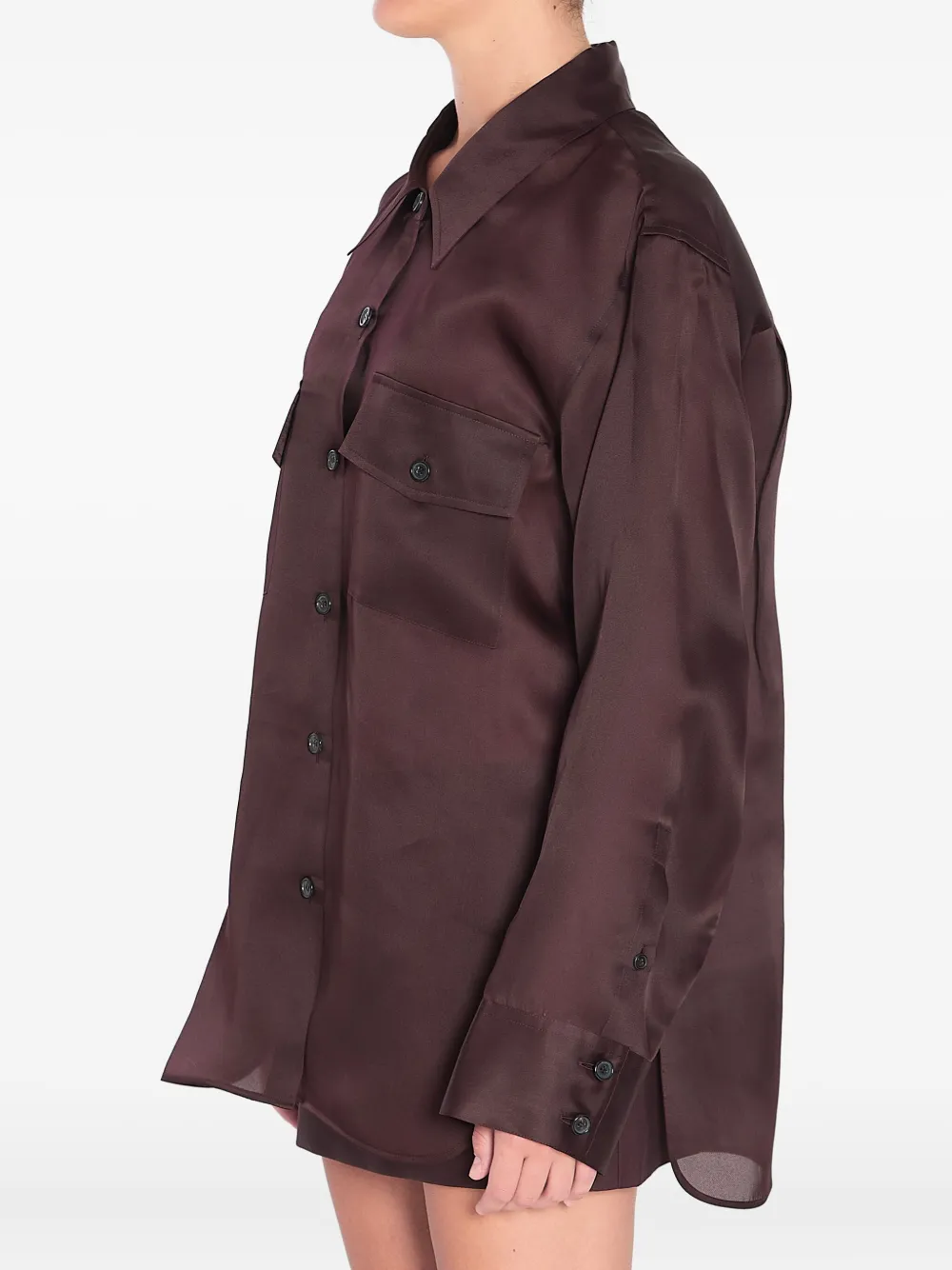 KHAITE Matteo blouse met klepzak en knopen Bruin