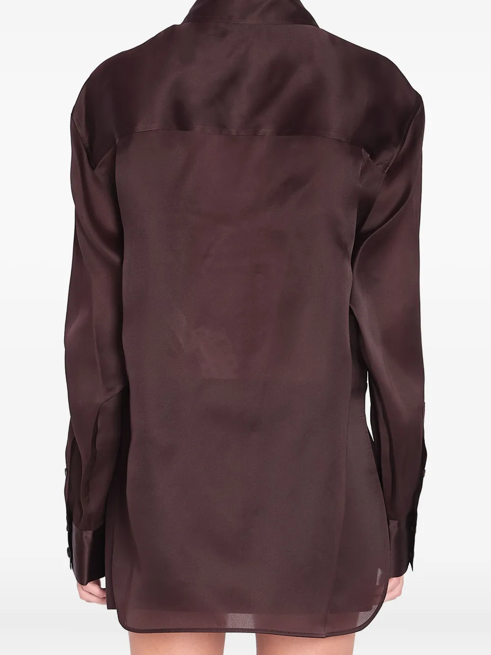 KHAITE Matteo blouse met klepzak en knopen Bruin