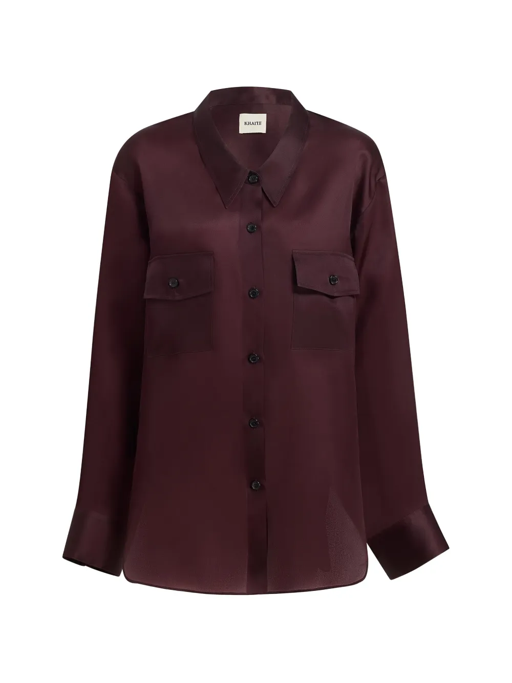 KHAITE Matteo blouse met klepzak en knopen Bruin