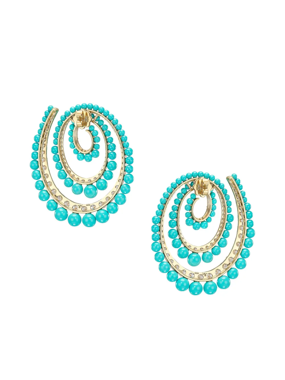Anabela Chan Vortex Turquoise And Diamond Hoop Earrings In Blue