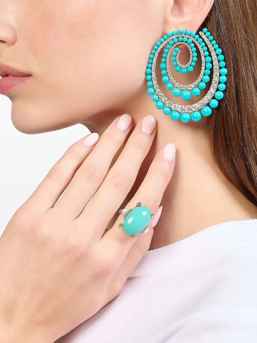 Anabela Chan Vortex Turquoise And Diamond Hoop Earrings In Blue