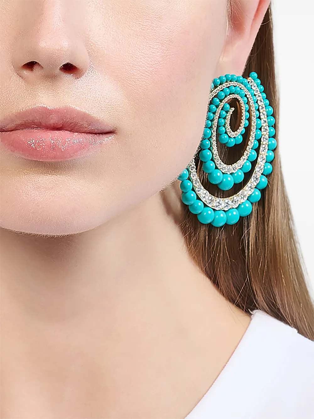 Anabela Chan Vortex Turquoise And Diamond Hoop Earrings In Blue