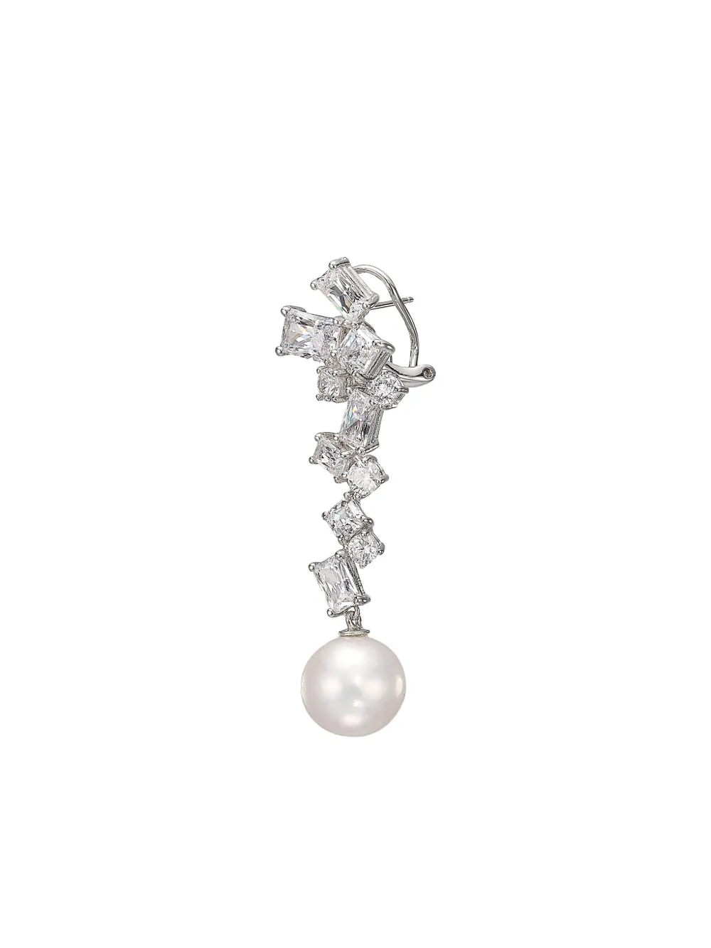Anabela Chan Pearl Shatter Vine Diamond Earrings In Silver