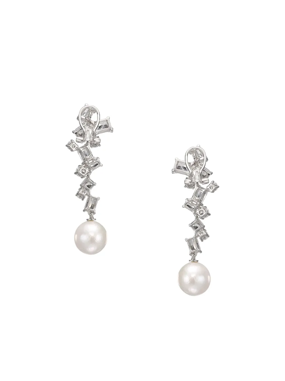 Anabela Chan Pearl Shatter Vine Diamond Earrings In Silver