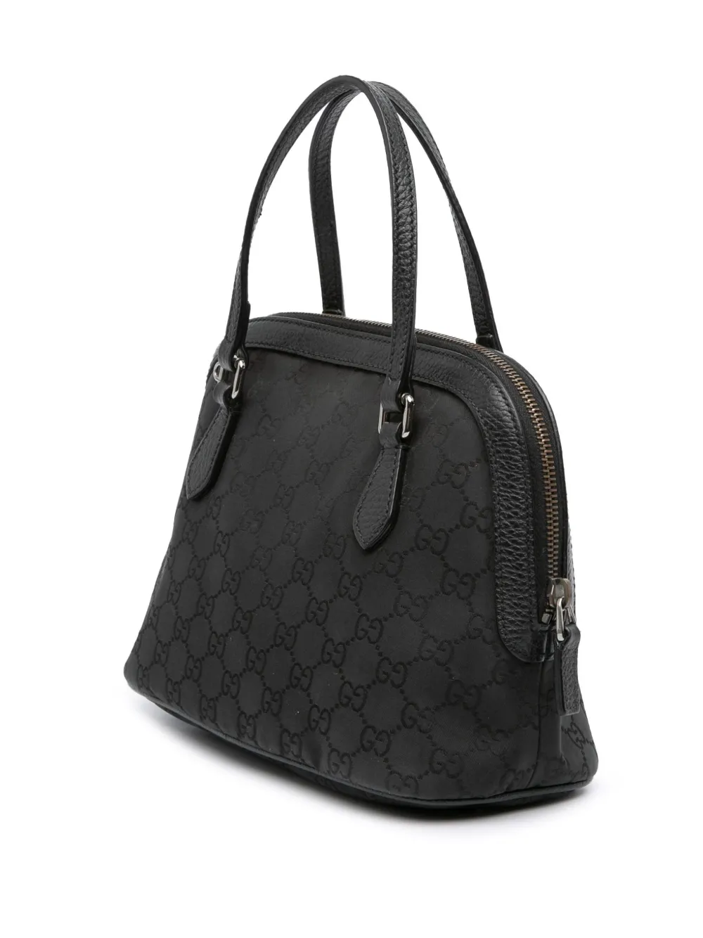 Pre-owned Gucci 2000-2015 Mini Gg Nylon Dome Satchel In Black
