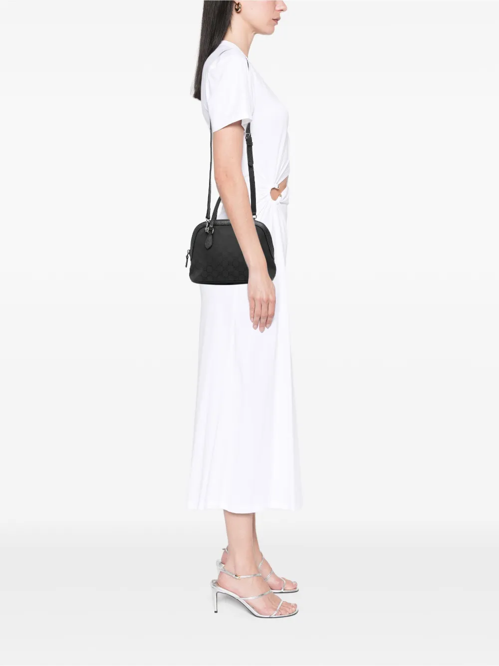 Pre-owned Gucci 2000-2015 Mini Gg Nylon Dome Satchel In Black
