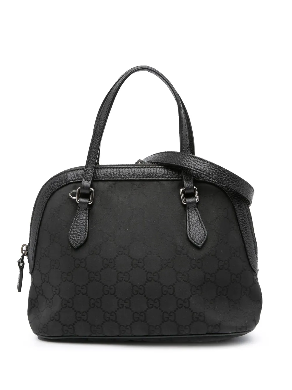 Pre-owned Gucci 2000-2015 Mini Gg Nylon Dome Satchel In Black