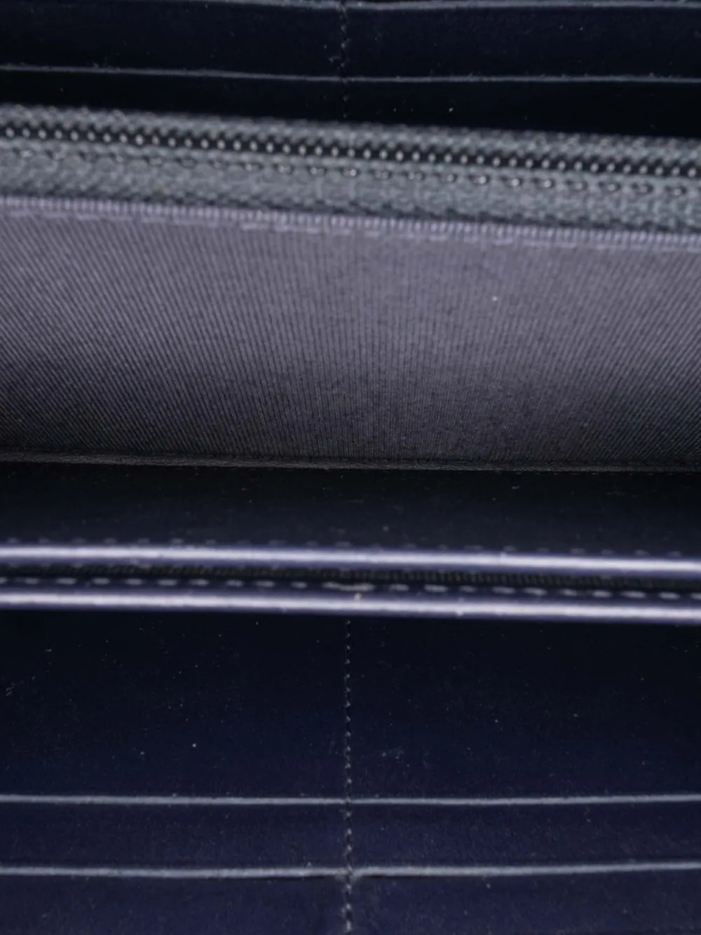 Pre-owned Chanel 2015-2016 Cc Quilted Caviar Zip Around Wallet Long Wallets In Blue