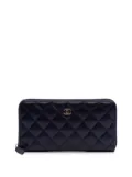 CHANEL Pre-Owned 2015-2016 CC Quilted Caviar Zip Around Wallet long wallets - Blue
