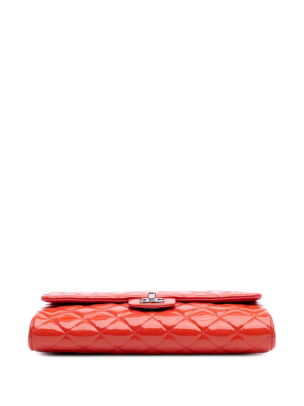 Pre-owned Chanel 2011 Cc Quilted Patent Clutch With Chain Shoulder Bag In Red