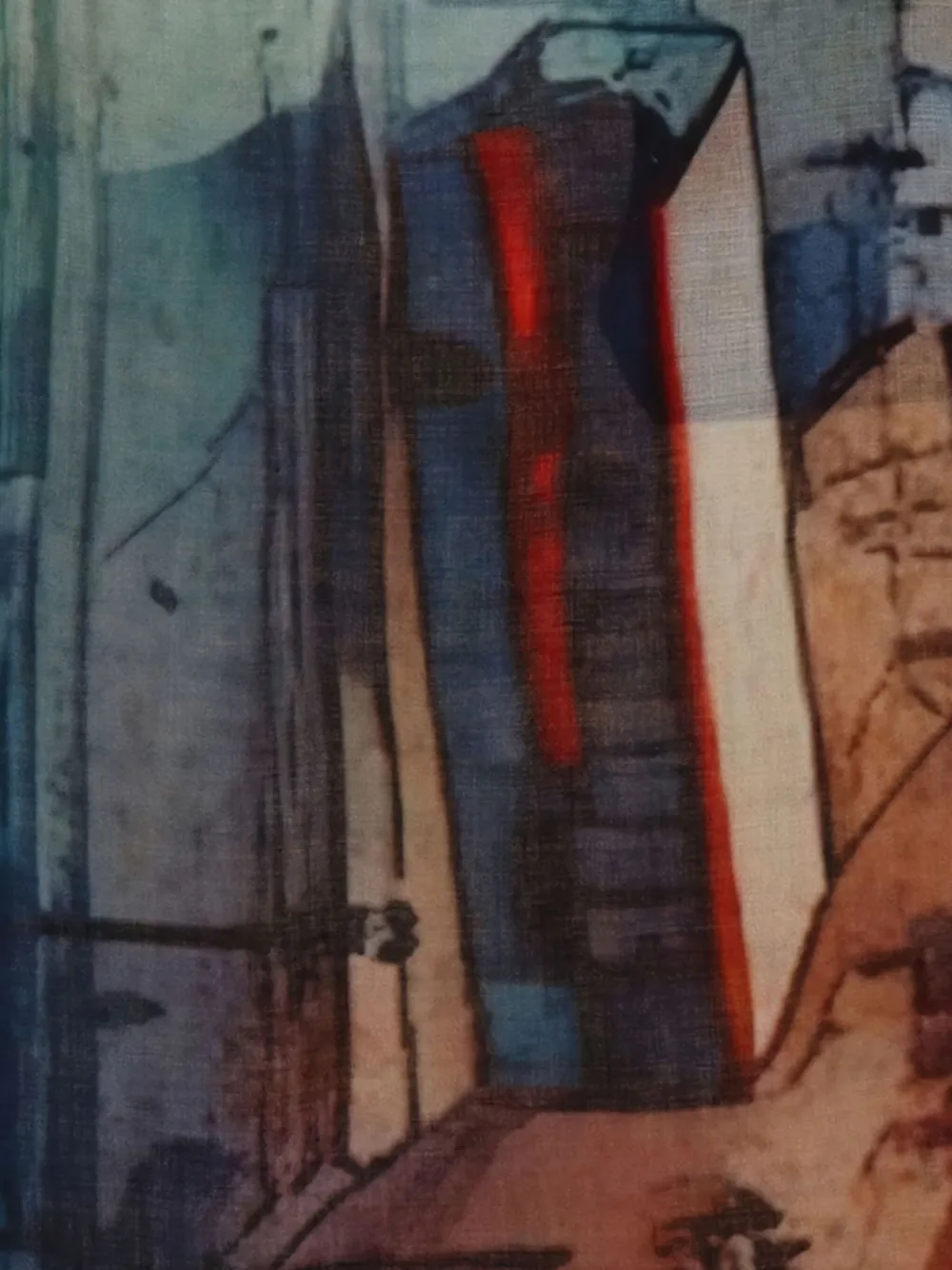 D'aniello Perla sjaal met abstracte print en franje - Blauw