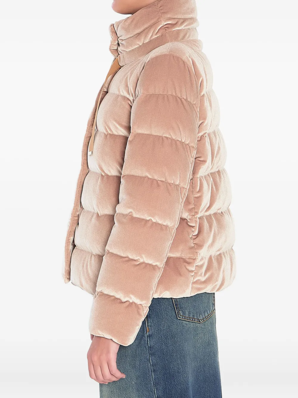 Herno Drawstring Detail Velvet-effect Jacket In Pink