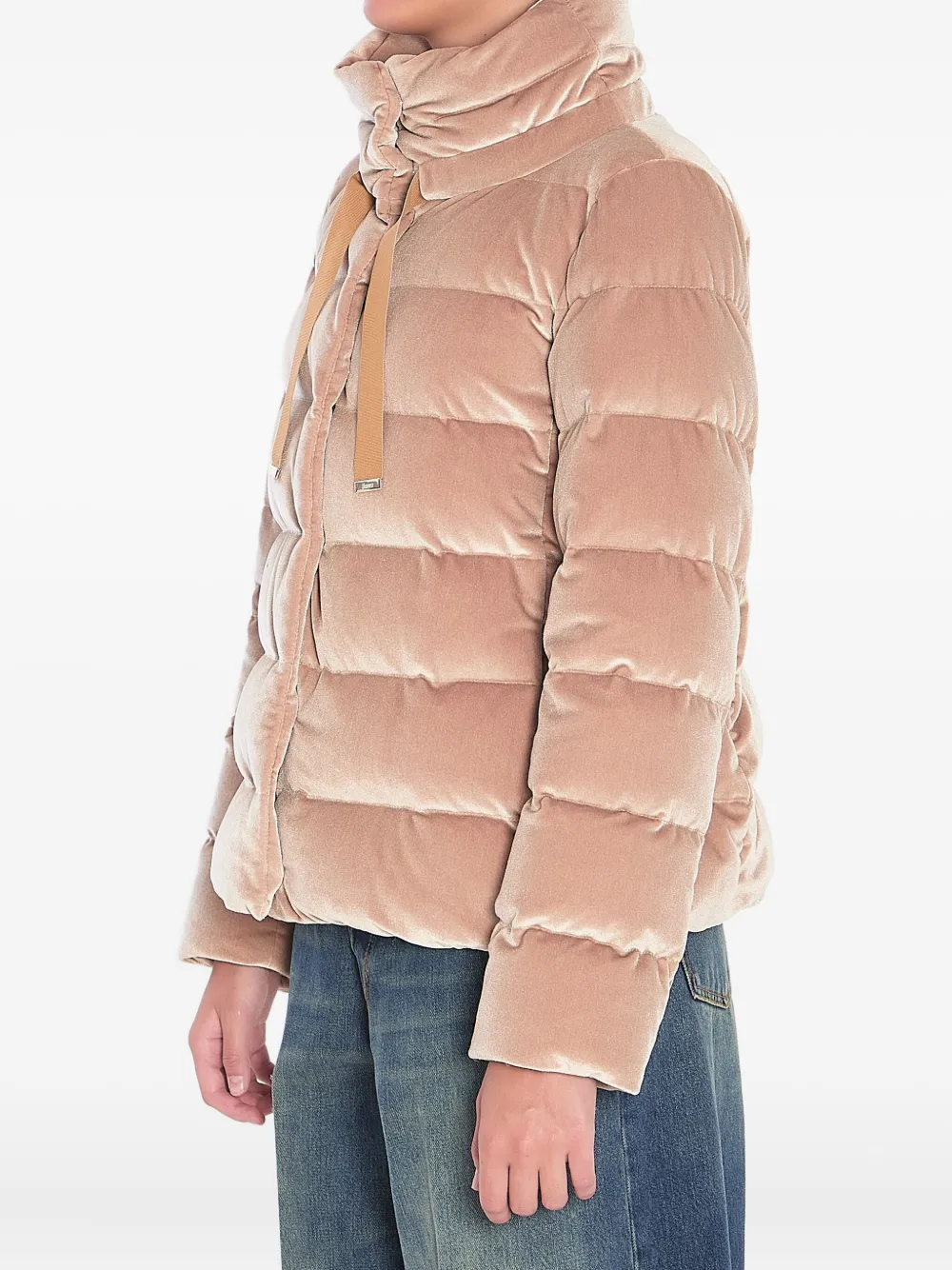 Herno Drawstring Detail Velvet-effect Jacket In Pink
