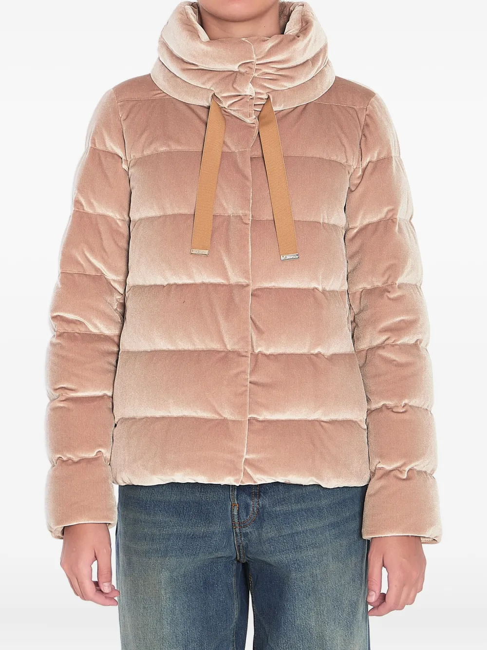 Herno Drawstring Detail Velvet-effect Jacket In Pink