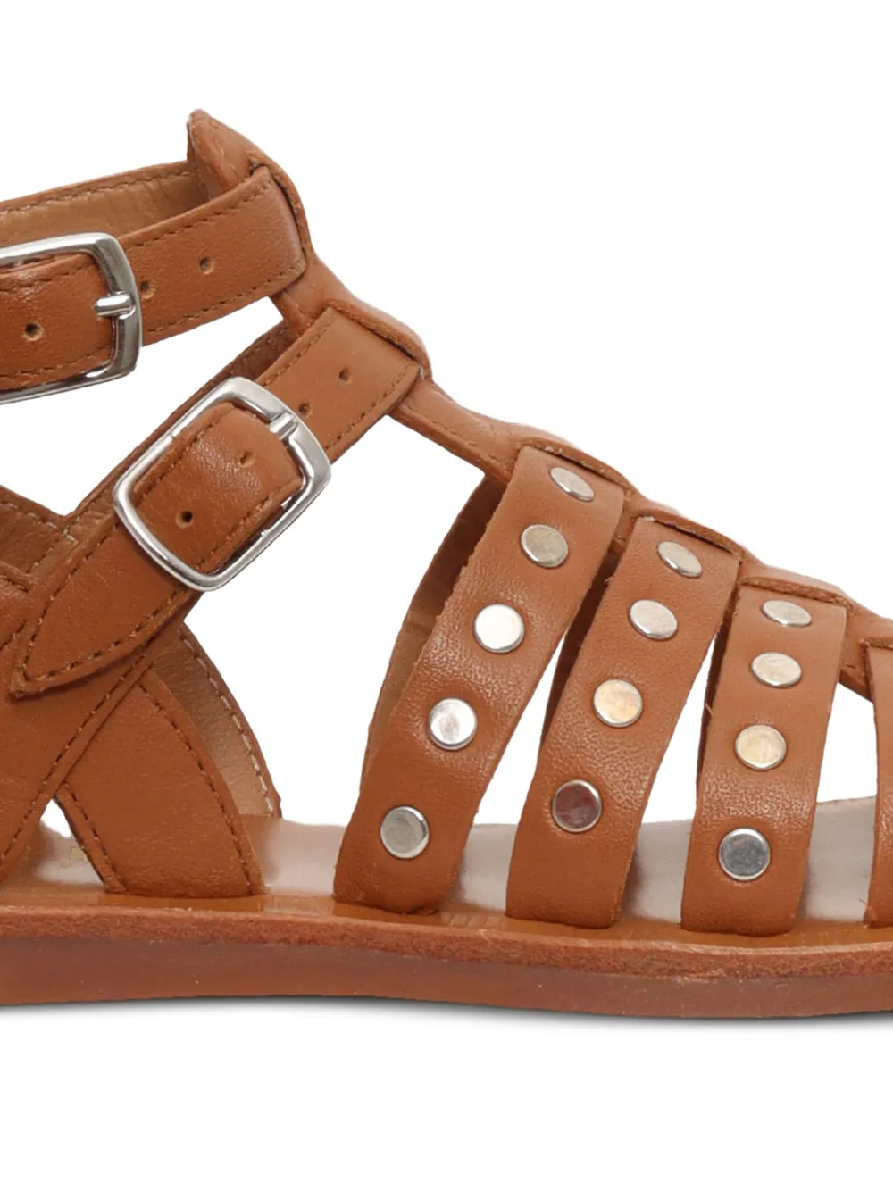 Pom D'api Leren sandalen met studs Bruin