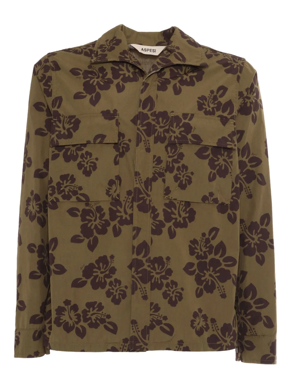 hibiscus-print cotton shirt