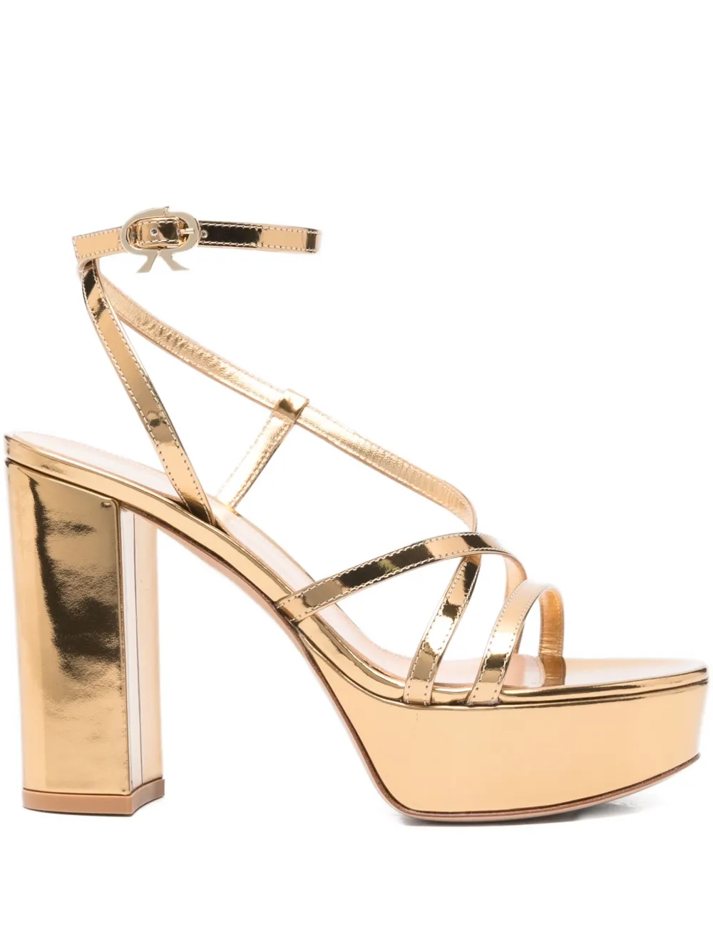 Gianvito Rossi 100mm metallic leather sandals Gold