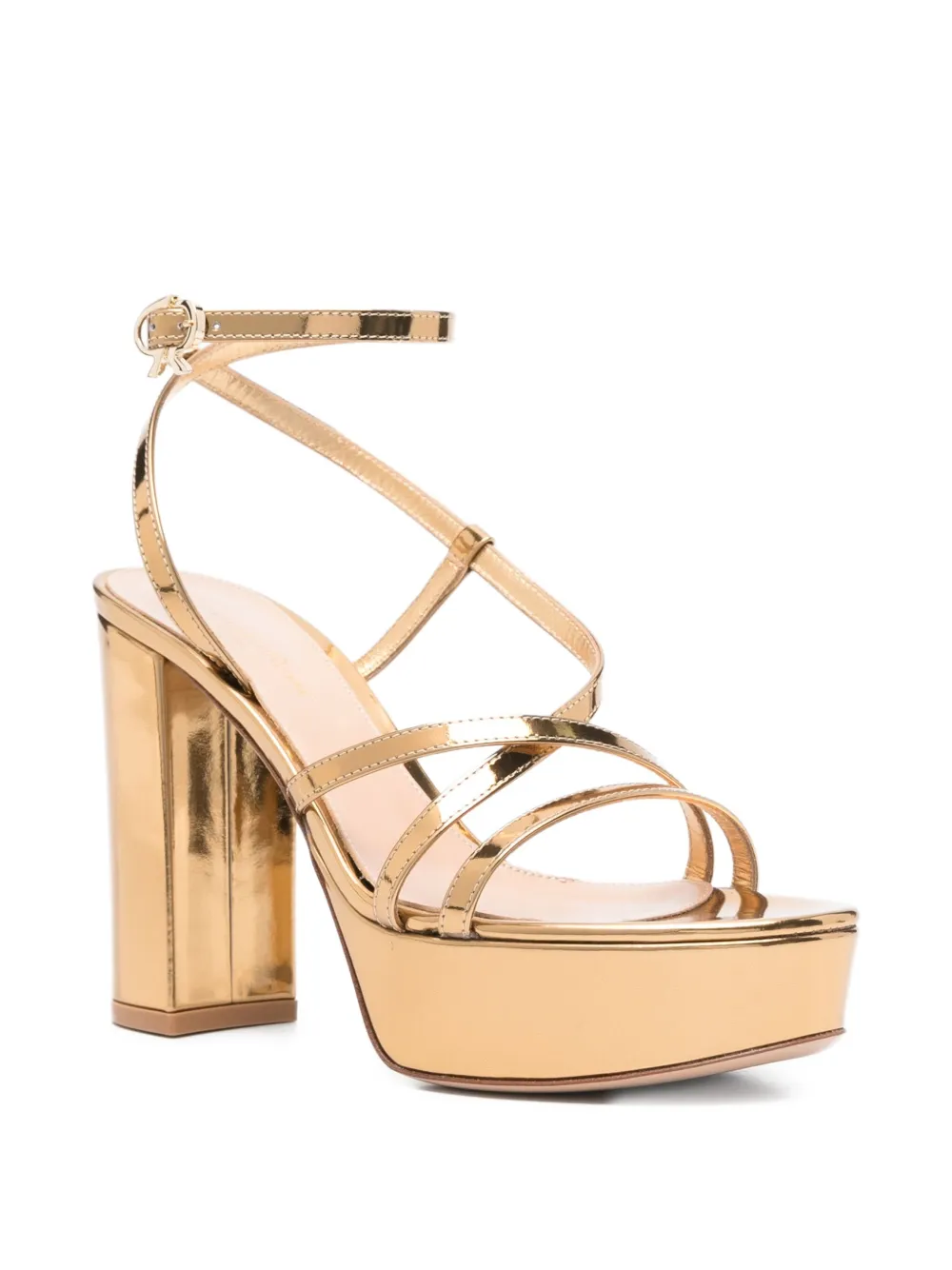 Gianvito Rossi 100mm metallic leather sandals Gold