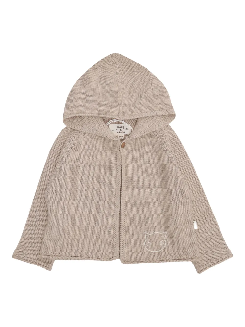 TEDDY & MINOU Vest met geborduurde kat Beige