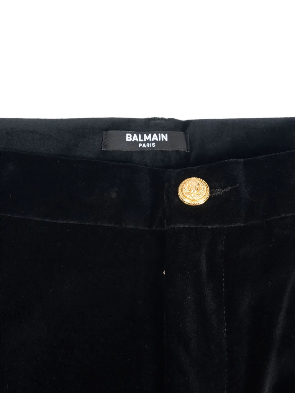 Balmain Gold-button Velvet Trousers In Black