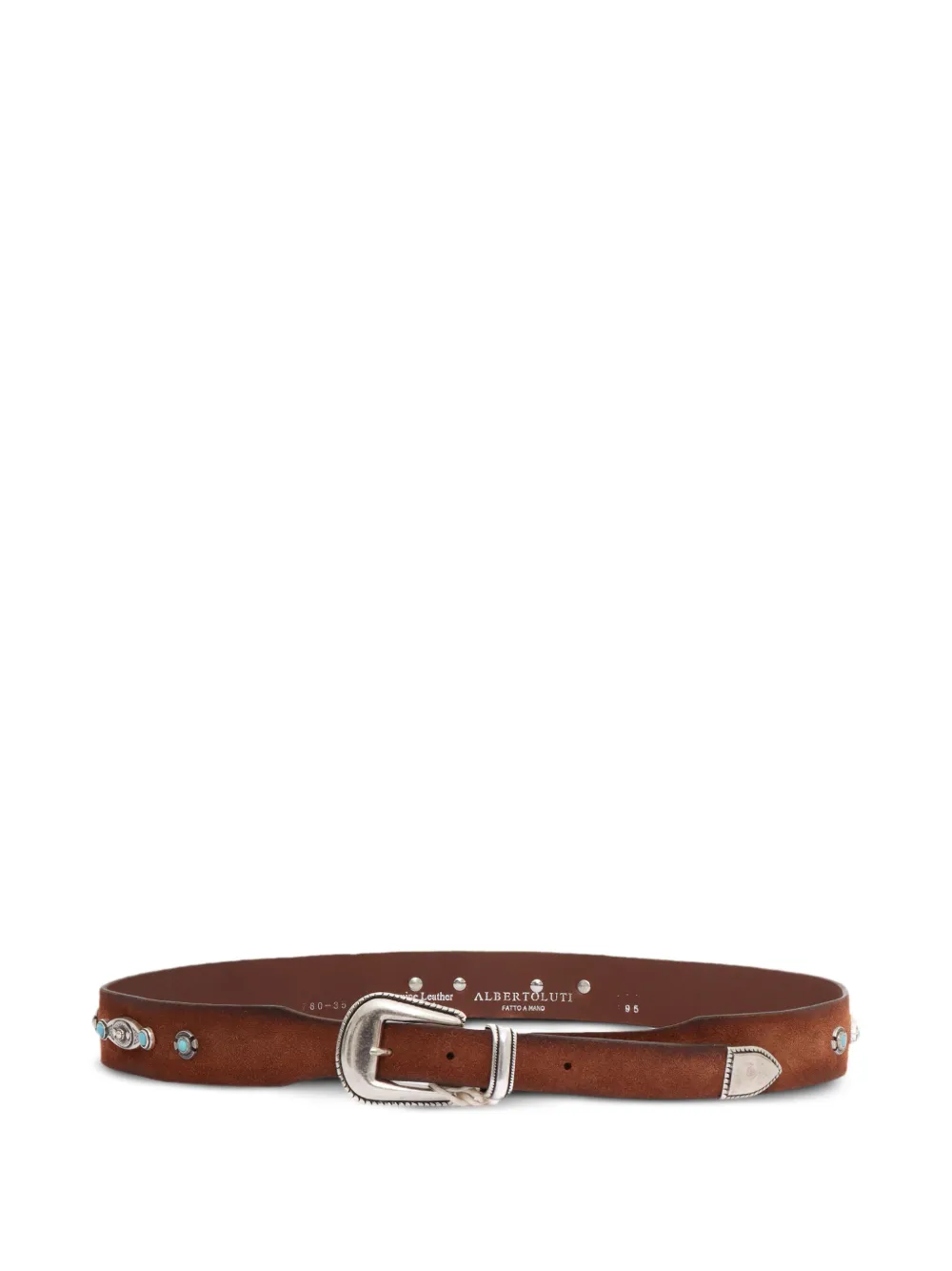 suede leather stone-embellished belt