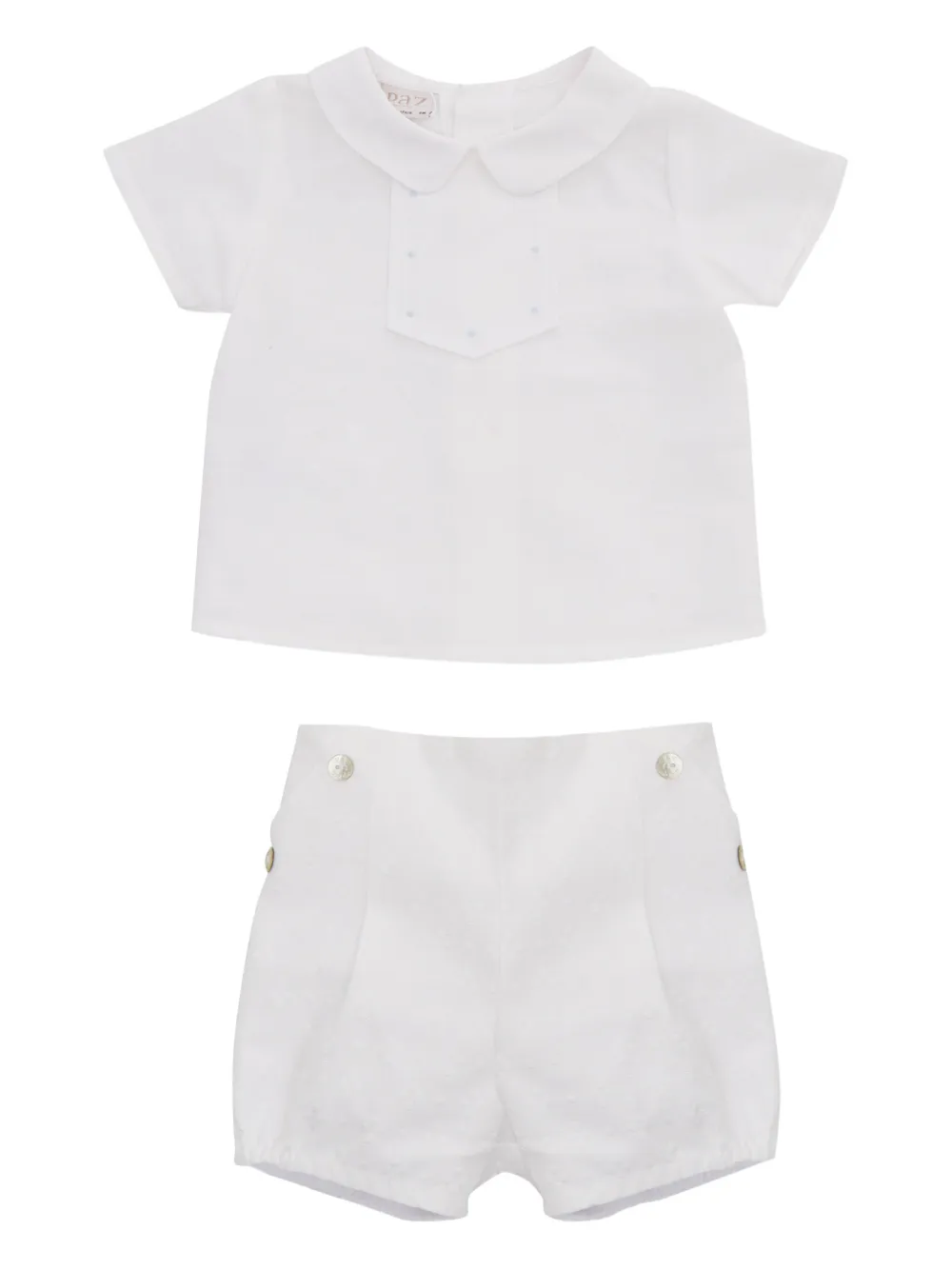 Paz Rodriguez Aura shorts en top met Peter Pan-kraag Wit