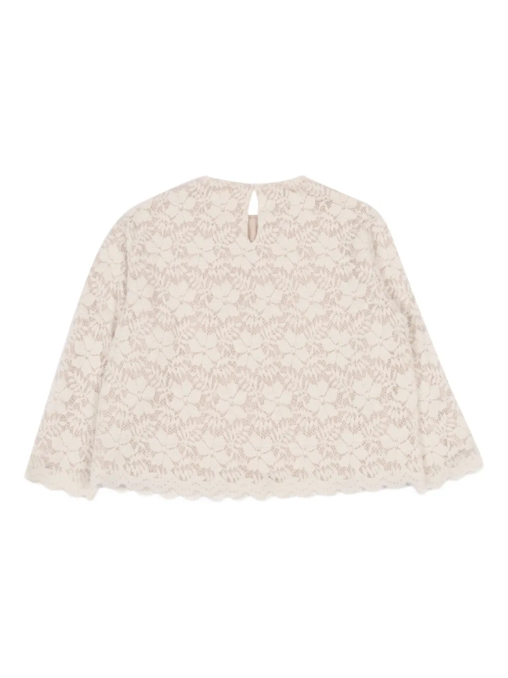 Douuod Lace-trimmed Long-sleeve Blouse In Neutral
