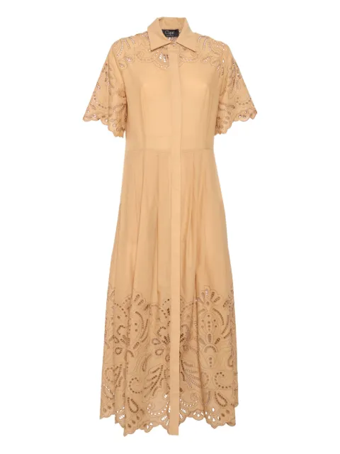 Clips eyelet-embroidered dress