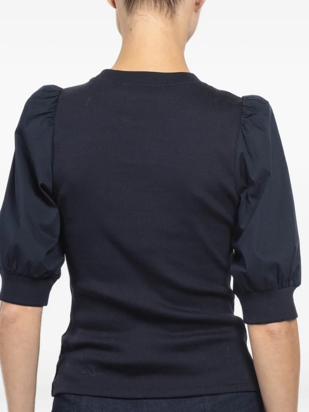 Coralee Puff-Sleeve Ribbed Top