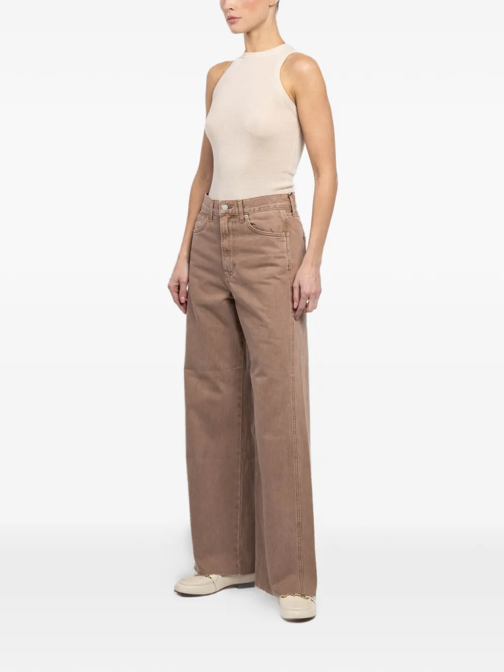  Veronica Beard Frayed Wide-leg Jeans - Brown 