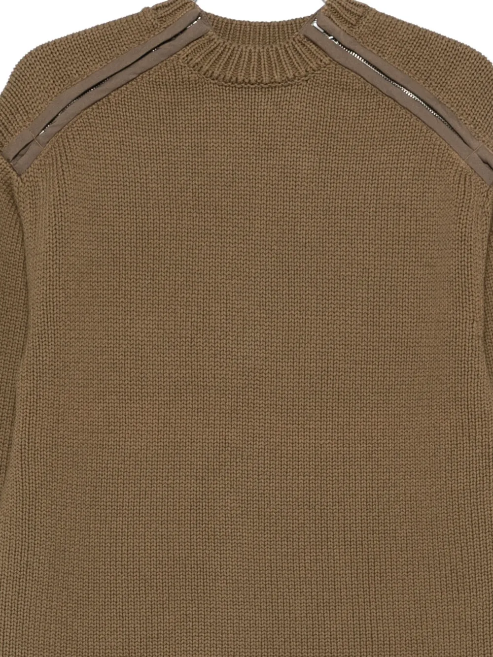 Oamc Cotton Knit Sweater Featuring Shoulder Zippers In Green