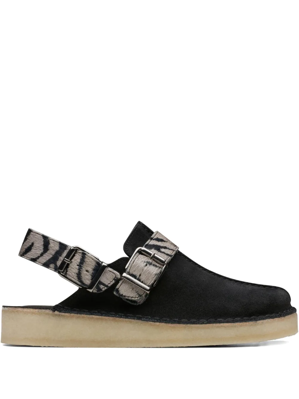 Clarks Originals Trek "Zebra Print" mules Black