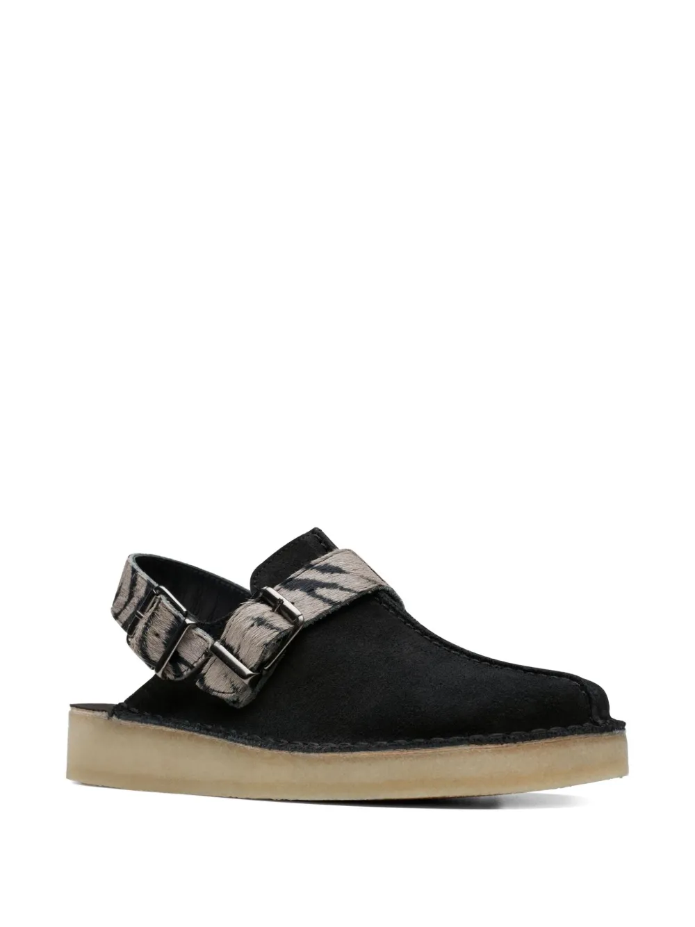 Clarks Originals Trek "Zebra Print" mules Black