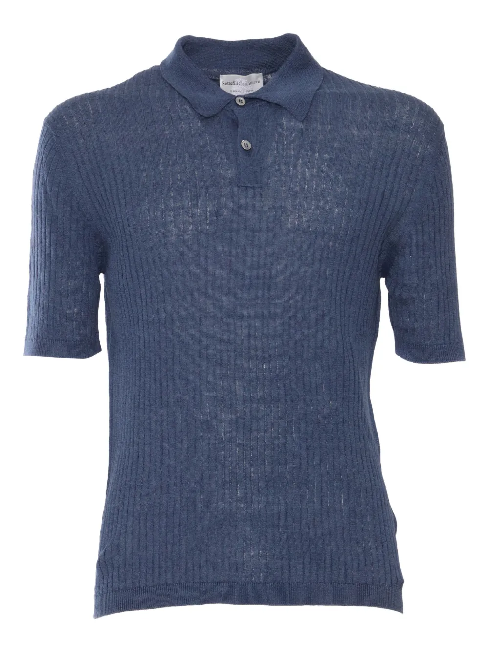 Settefili Cashmere ribbed polo shirt - ブルー Settefili Cashmere ribbed polo shirt - ブルー