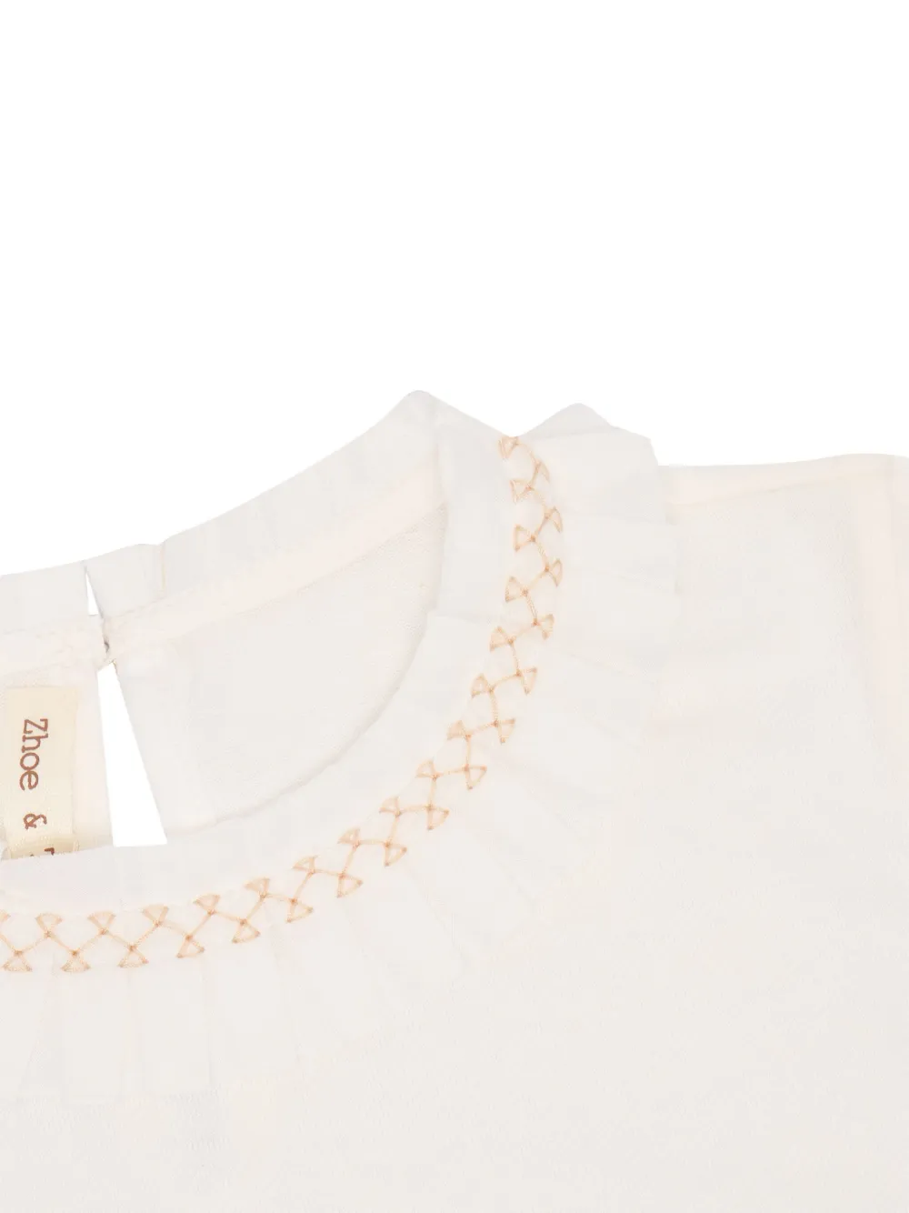 Zhoe & Tobiah Katoenen T-shirt met borduurwerk en franje Wit