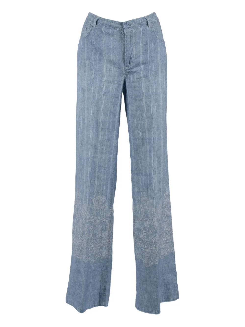 Ermanno Scervino embroidered linen trousers Blauw