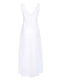 P.A.R.O.S.H. frayed V-neck linen dress - White