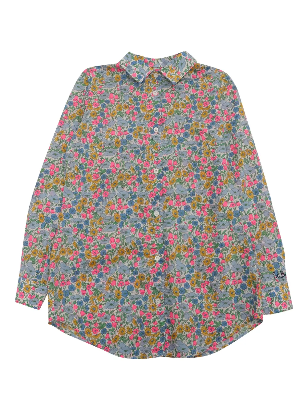 MC2 Saint Barth Kids Mini Brigitte shirt met geborduurde bloe Blauw