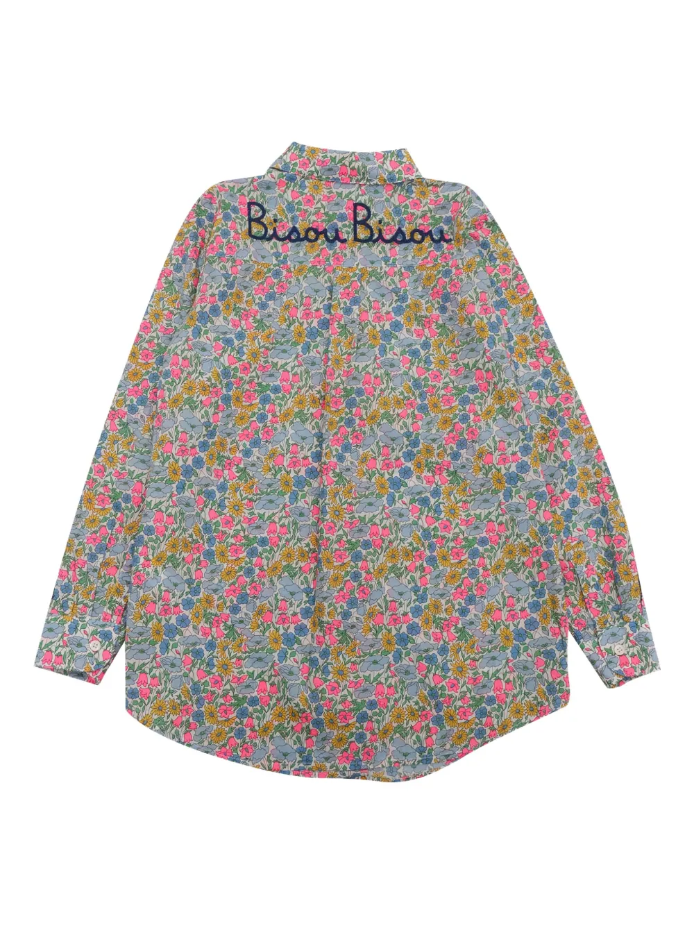 MC2 Saint Barth Kids Mini Brigitte shirt met geborduurde bloemen Blauw