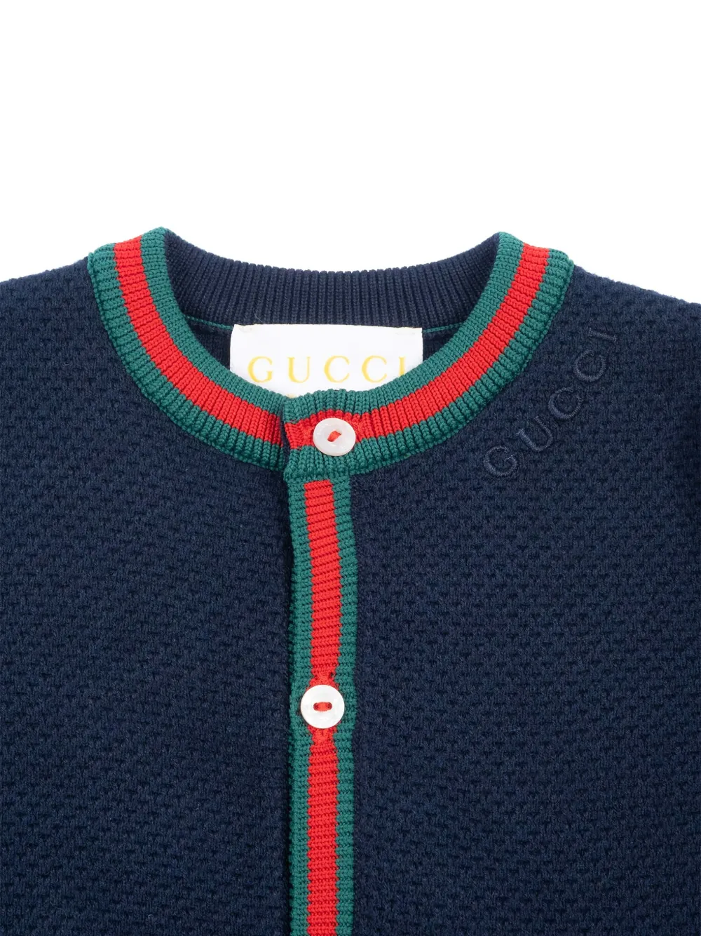 Gucci Kids honeycomb-texture buttoned babygrow Blauw
