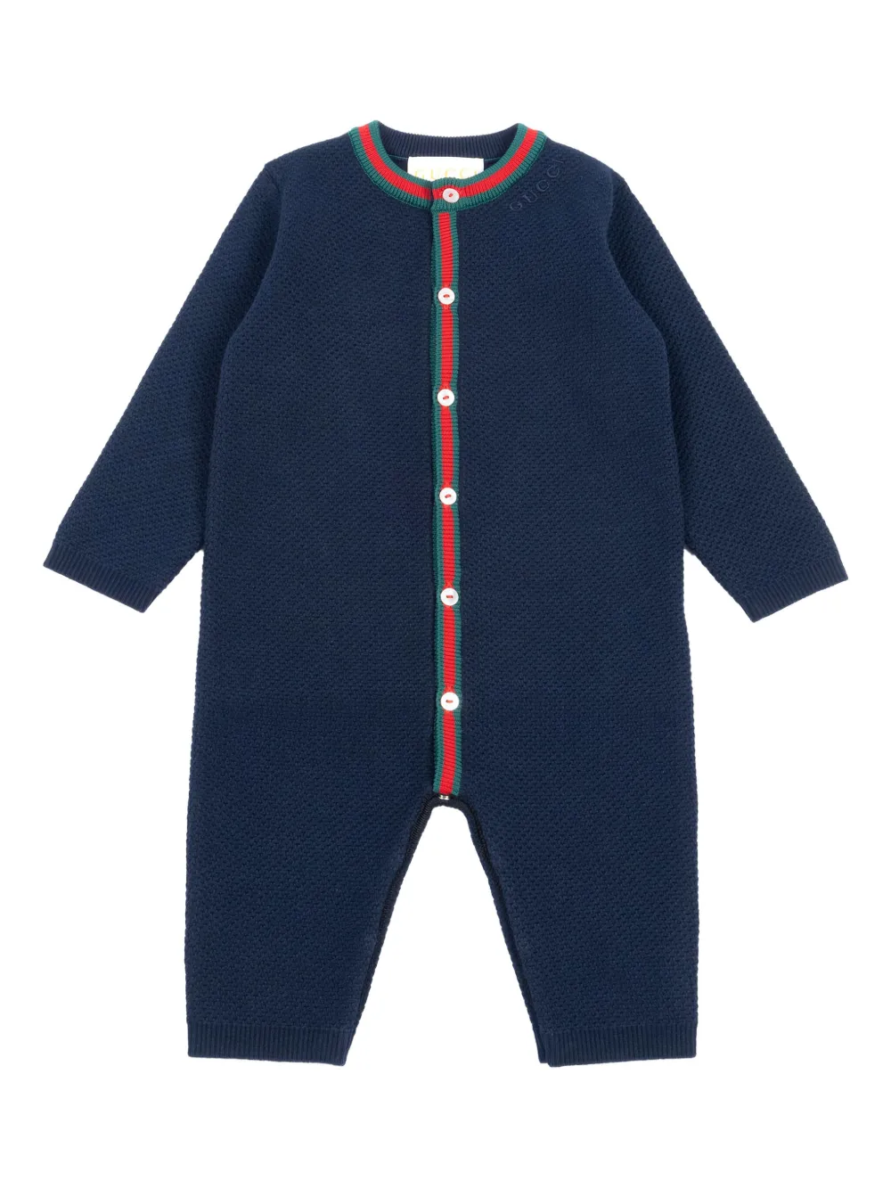 Gucci Kids honeycomb-texture buttoned babygrow Blauw
