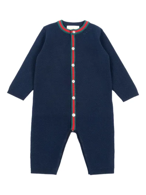 Gucci Kids honeycomb-texture buttoned babygrow