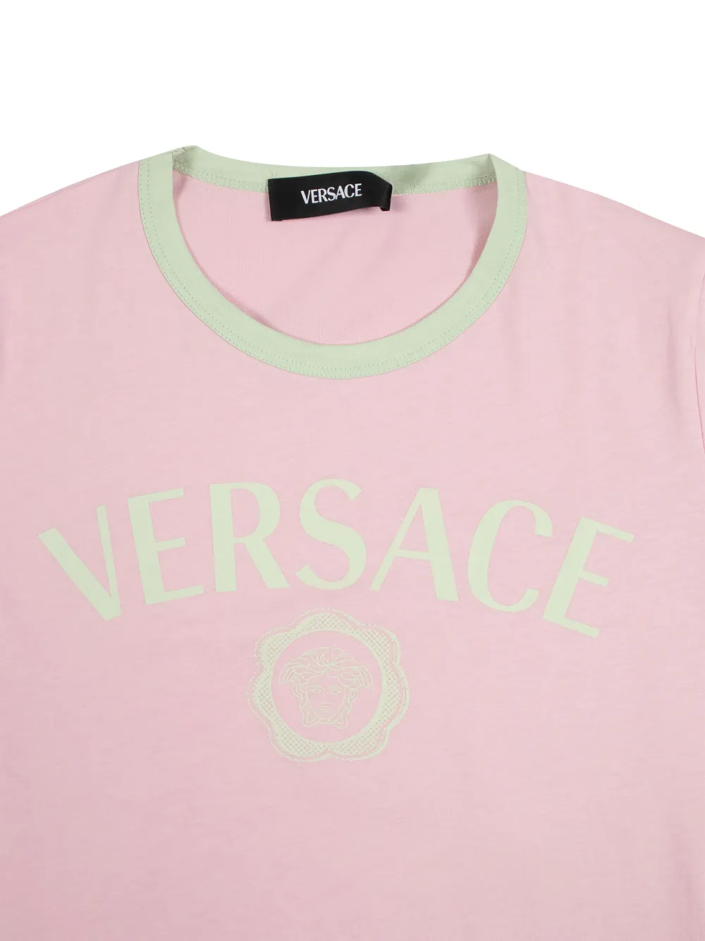 Versace Kids logo-print crew-neck T-shirt Roze