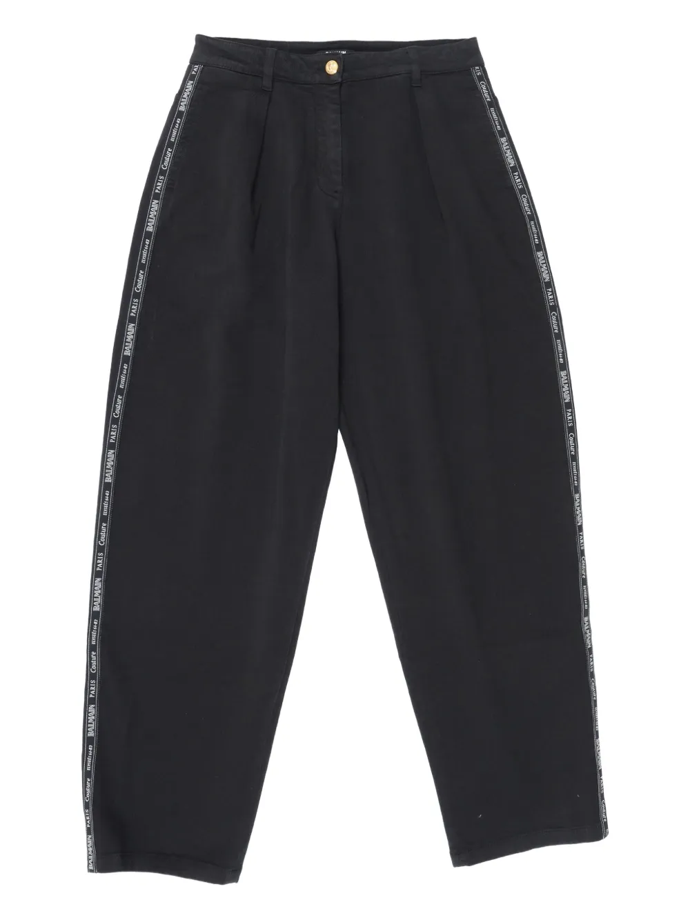 Balmain Kids pleated logo-tape trousers | Black | Image 1