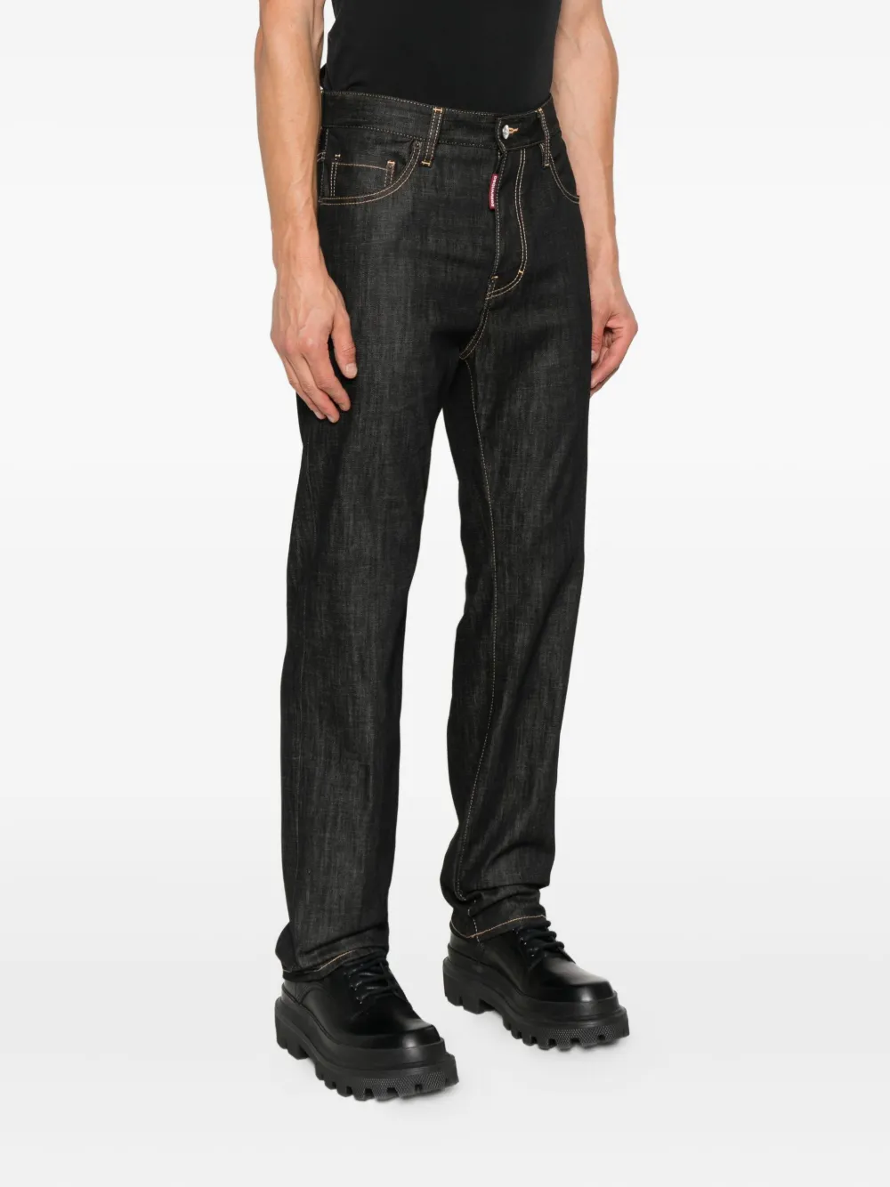 DSQUARED2 cotton contrast-stitch jeans Zwart