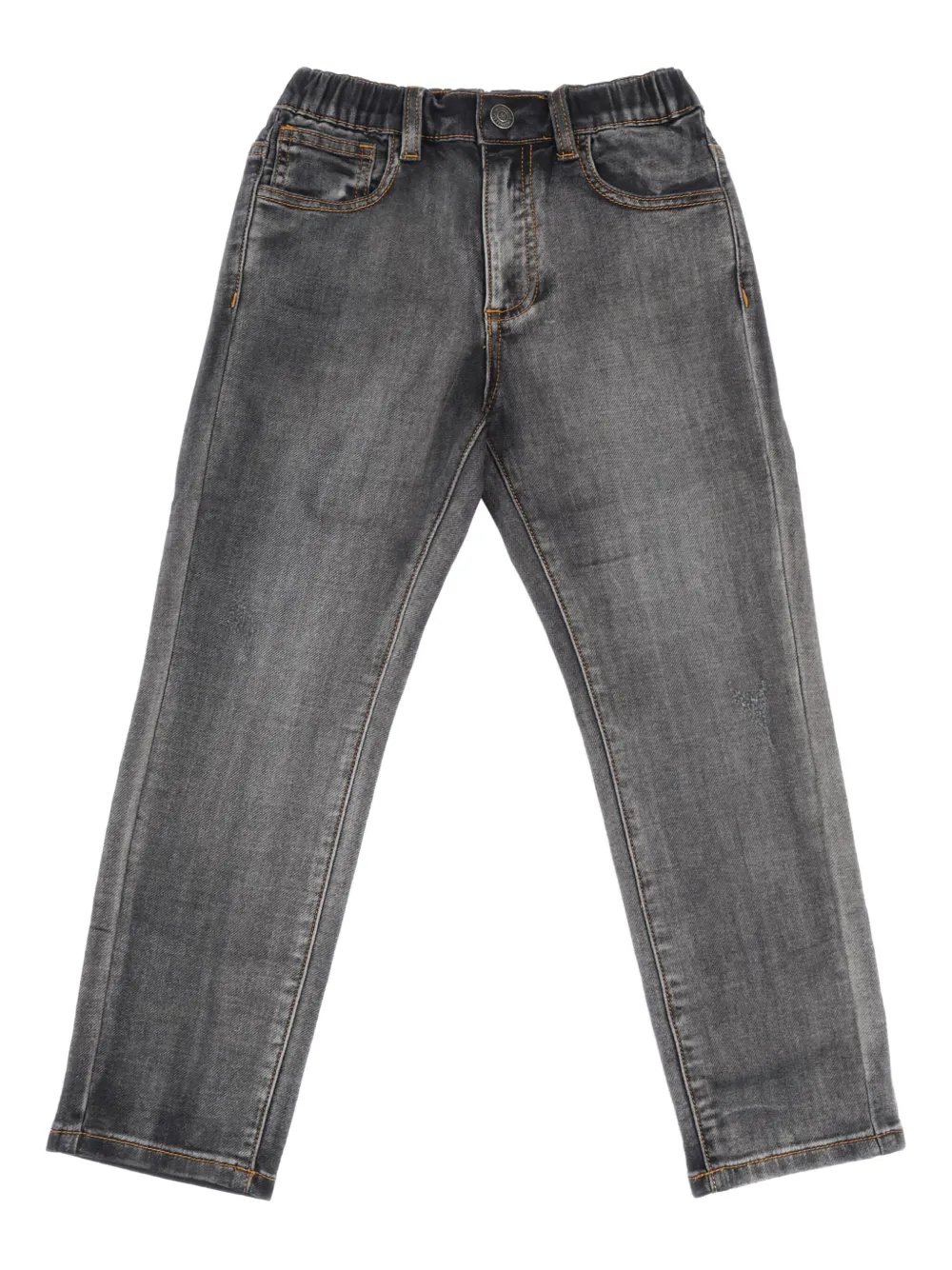 Monnalisa Jeans met teddybeerpatch en vijf zakken Grijs