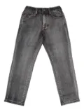 Monnalisa teddy-patch five-pocket jeans - Grey