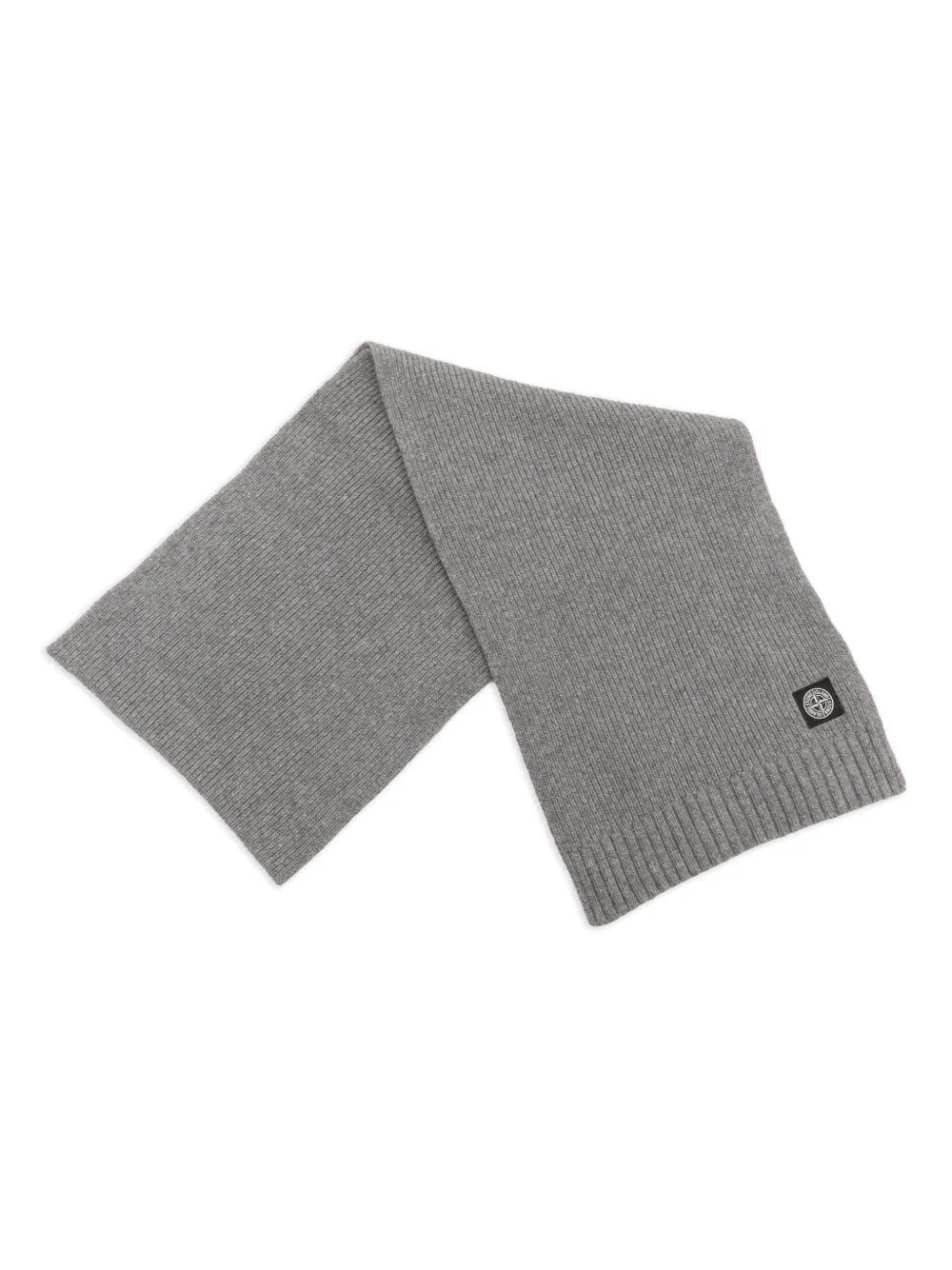 Stone Island Junior Geribbelde sjaal met logo Grijs