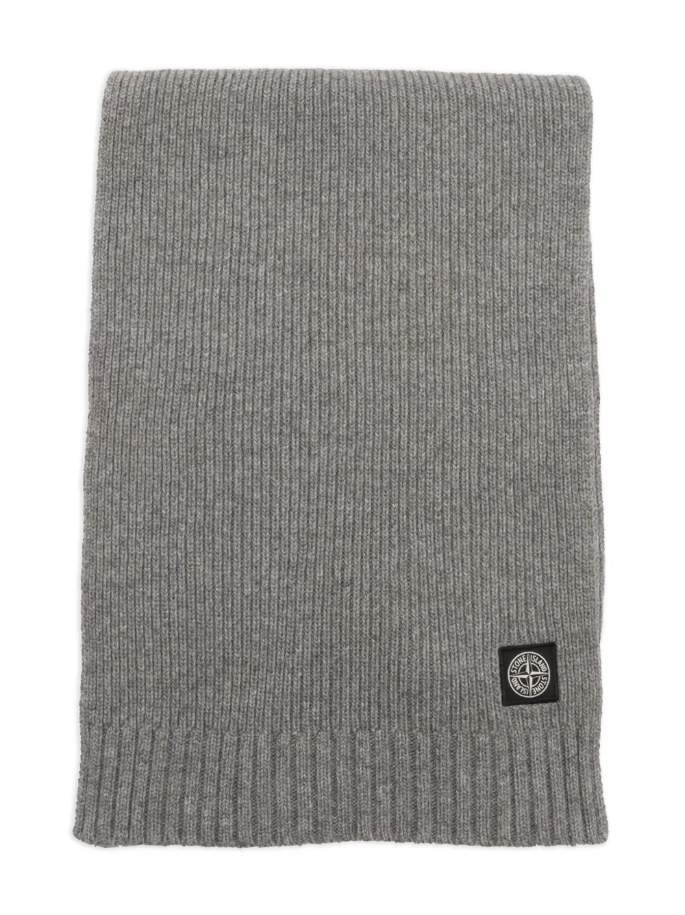Stone Island Junior ribbed logo-detail scarf - グレー Stone Island Junior ribbed logo-detail scarf - グレー