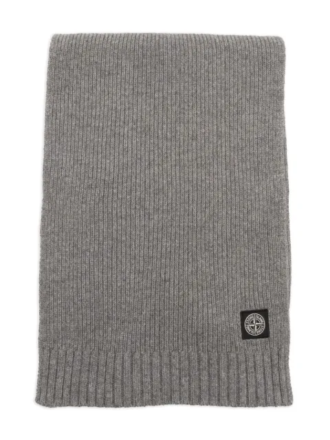 Stone Island Junior mascada tejida de canalé con detalle del logo